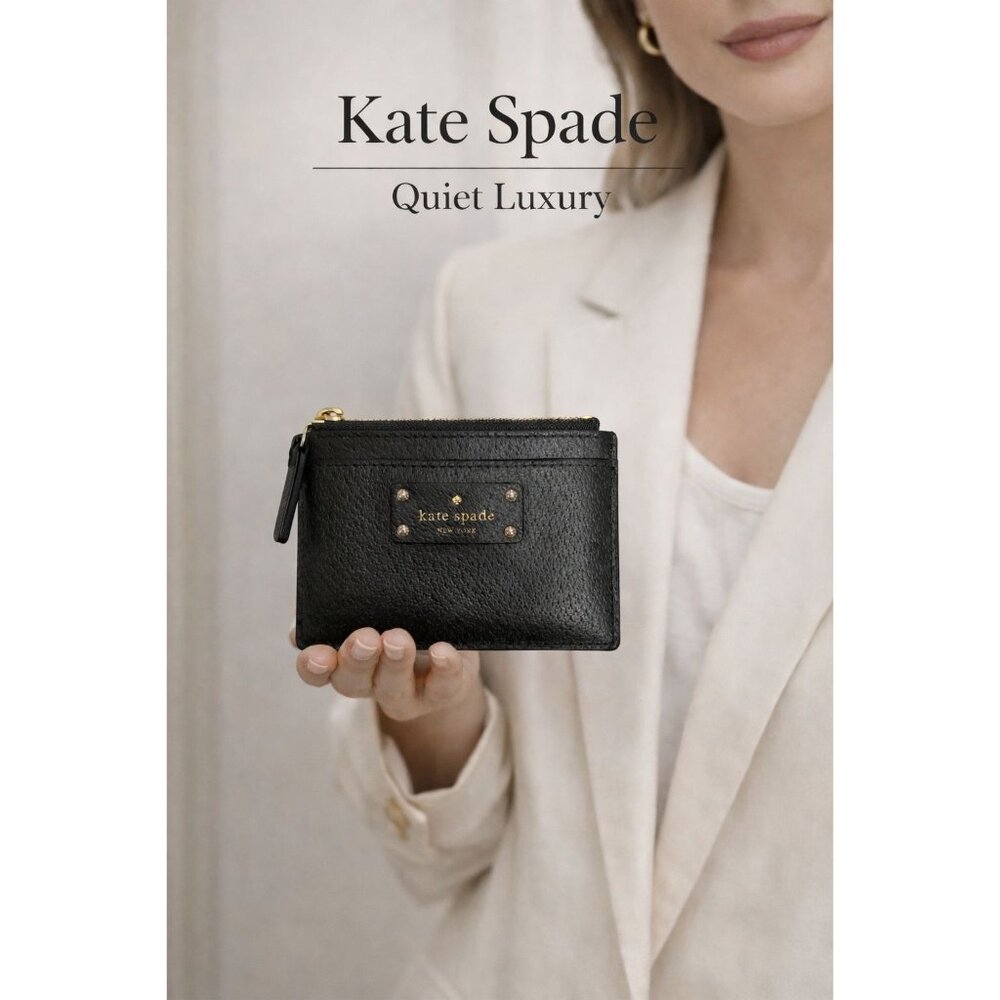 Kate Spade Grove Street Zip Wallet Small Black PreppyCore QuietLuxury Minimalist